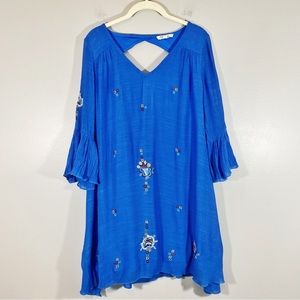 Rebellion | Blue Floral Embroidered Dress